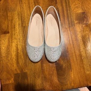 lorenzo Silver Crystal-Embellished Ballet Flats